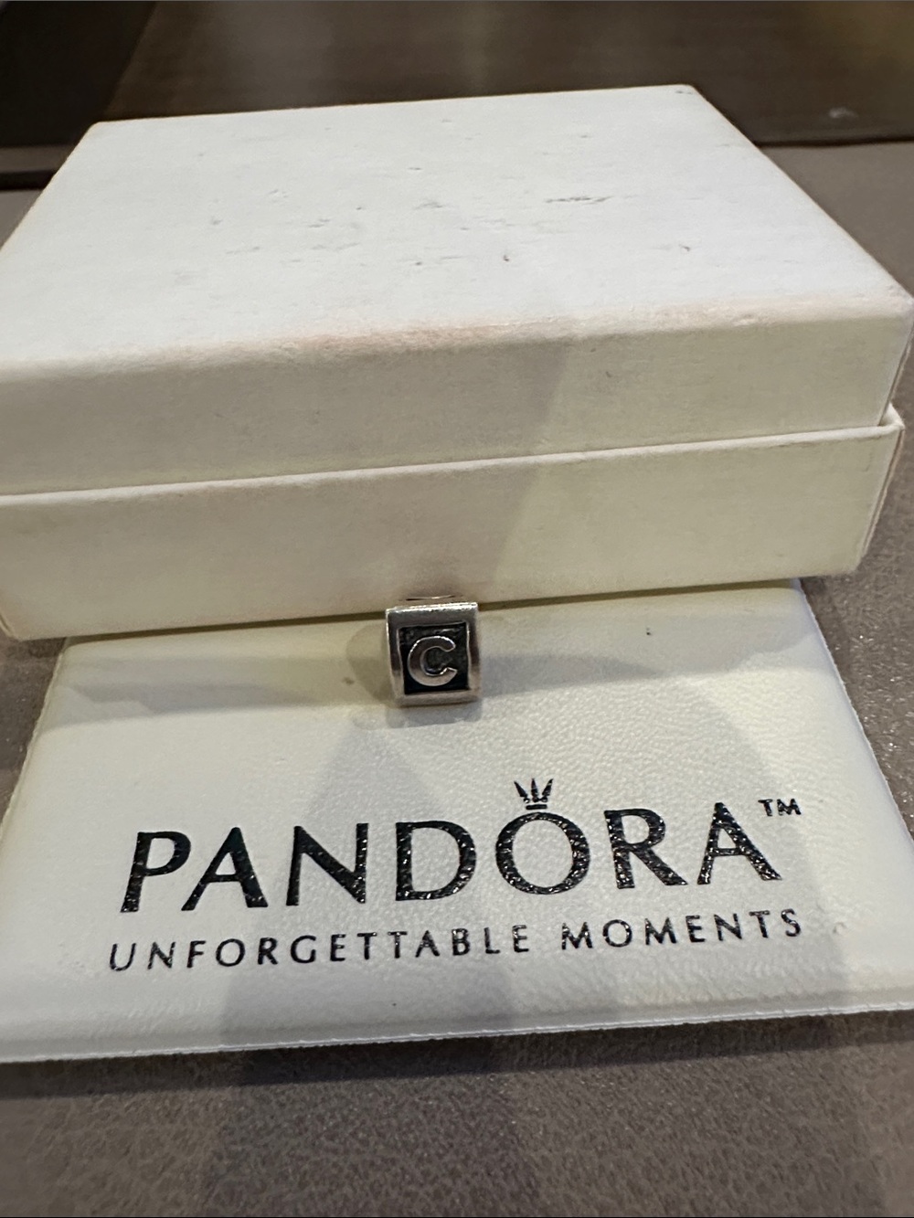 Pandora Silver Letter C Cube Charm - Silver
